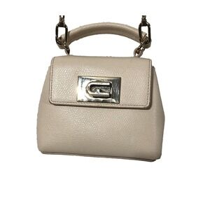 Furla Bag Micro Mini Light Beige 2Way Top Handle Crossbody Arch Logo Leather